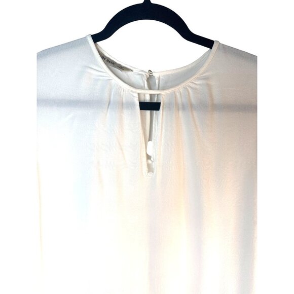 2/$30 ZARA Basic Small White Blouse With Black Lace Trim - Picture 4 of 11